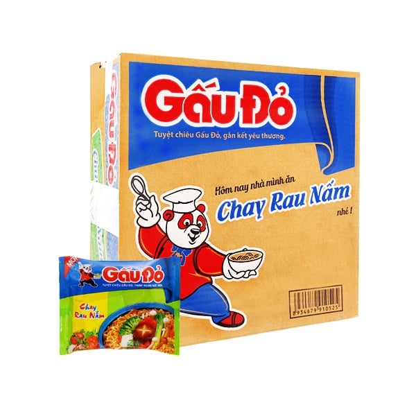 Thùng 30 Mì Gấu Đỏ Chay Rau Nấm 62G