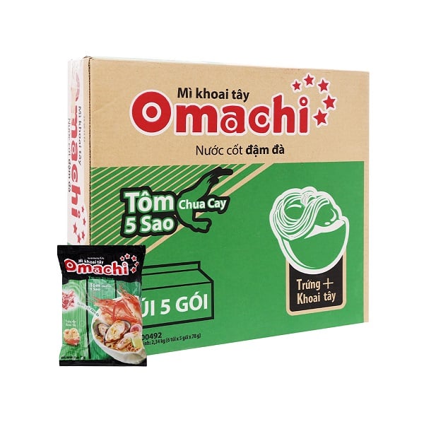 Thùng 30 Mì Omachi Lẩu Tôm Chua Cay 79G
