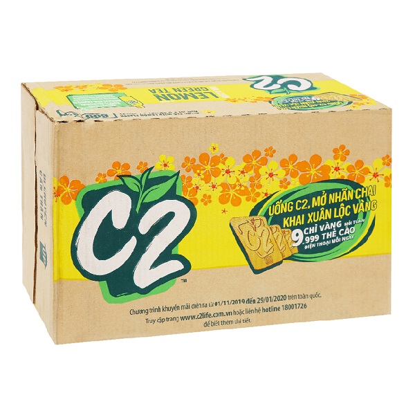 Thùng 24 Trà Xanh C2 Chanh 500Ml
