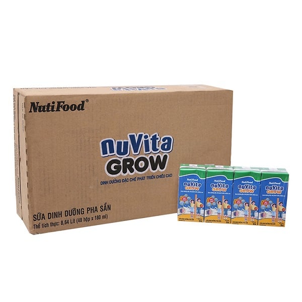 Thùng 48 Sữa Dinh Dưỡng Pha Sẵn Nuvita Grow 180Ml