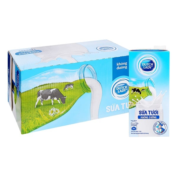 Thùng 12 Sữa Cô Gái Hà Lan Không Đường 1L