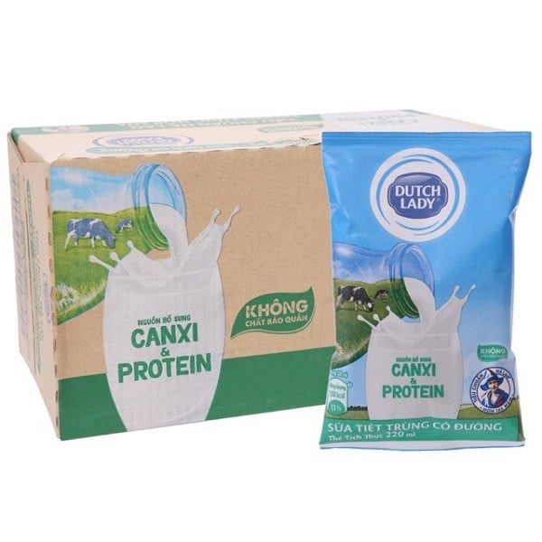 Thùng 48 Sữa Cô Gái Hà Lan Có Đường Bịch 220Ml