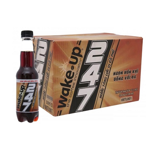 Thùng 24 Nước Tăng Lực Cafe Wakeup 247 Pet 330Ml