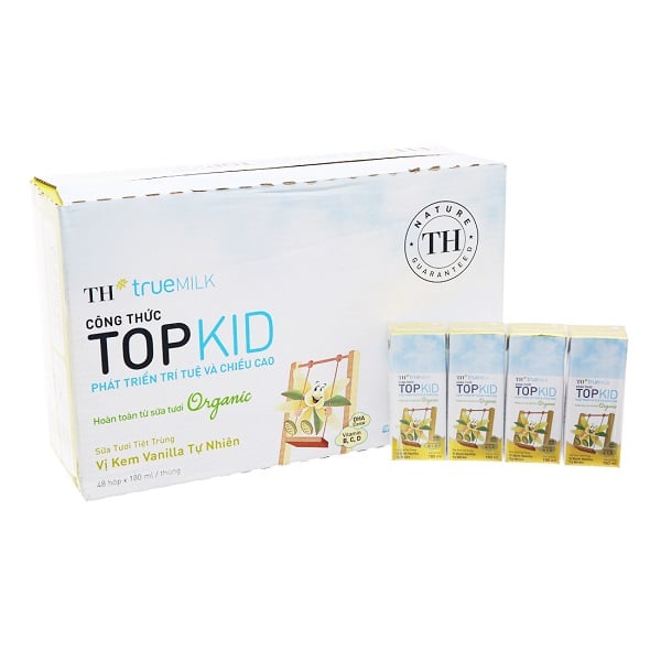 Thùng 48 Sữa Th Topkid Kem Vani 180Ml