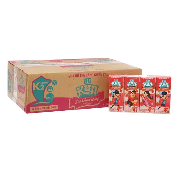 Thùng 48 Sữa Chua Uống Kun Dâu 180Ml