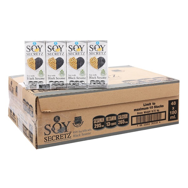 Thùng 48 Sữa Đậu Nành Soy Secretz Mè Đen 180Ml