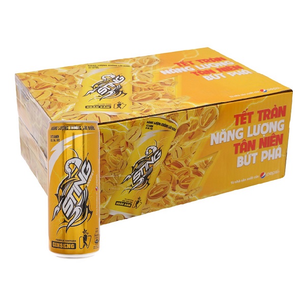 Thùng 24 Nước Tăng Lực Sting Gold Sleek 330Ml