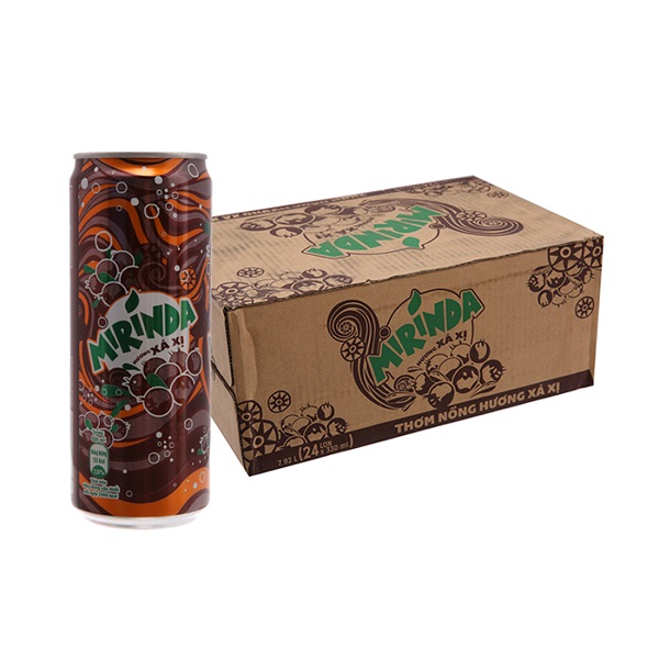 Thùng 24 Nước Giải Khát Mirinda Xá Xị Sleek 330Ml