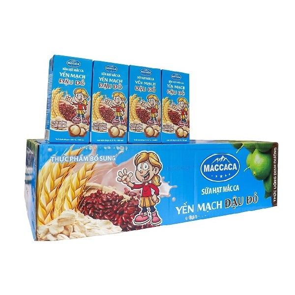 Thùng Sữa Hạt Mắc Ca Yến Mạch Đậu Đỏ 180Ml*4