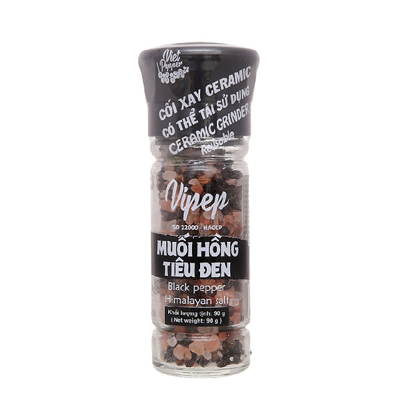 Muối Hồng Tiêu Đen Vipep 90G (Có Cối Xay)