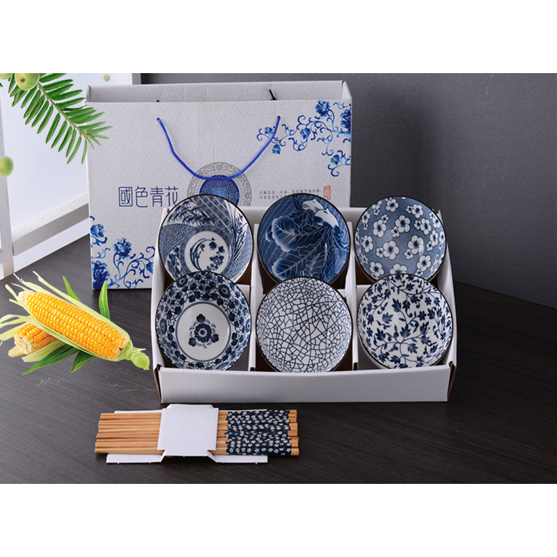 Bộ 6 Chén Sứ Ceramic Porcelain - Sắc Xưa