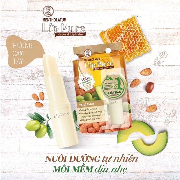 Hình ảnh Son Dưỡng Môi Hương Cam Mentholatum Lip Pure Bergamot 3,9g Hình ảnh Son Dưỡng Môi Hương Cam Mentholatum Lip Pure Bergamot 3,9g
