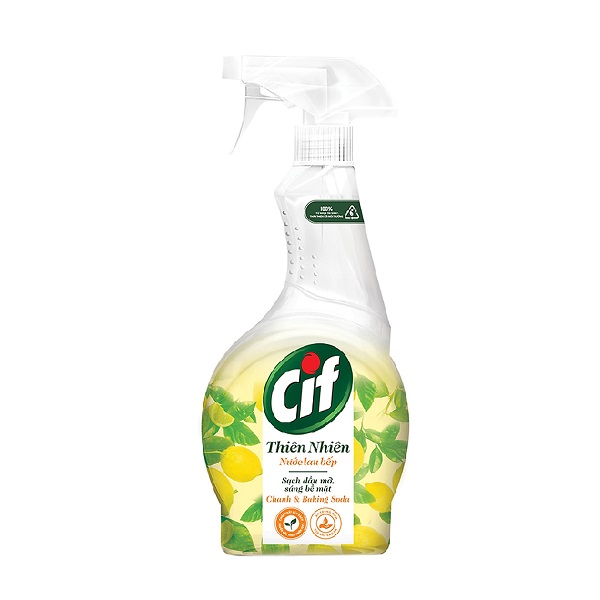 Xịt Lau Bếp Cif Thiên Nhiên Chanh & Baking Soda 500Ml