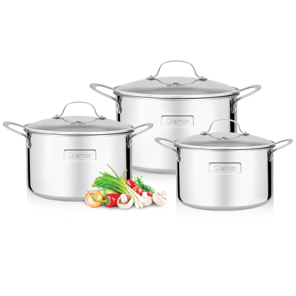 Bộ Nồi Inox 3 Lớp Đáy Liền Trimax 16 - 20 - 24Cm