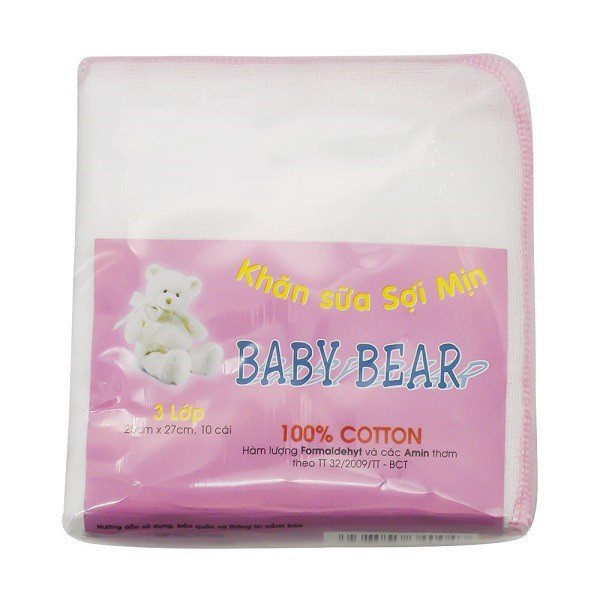 Khăn Sữa 25 X 27Cm 3 Lớp Baby Bear 10 Cái - Giao Màu Ngẫu Nhiên