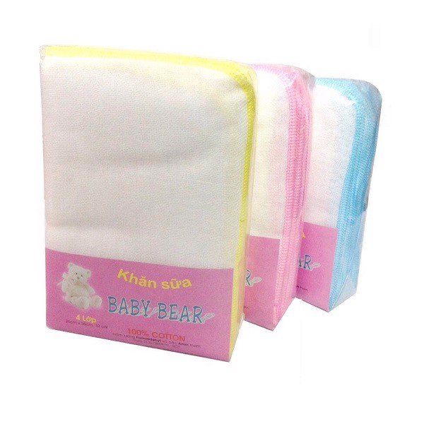 Khăn Sữa 25 X 35Cm 4 Lớp Baby Bear 10 Cái (Giao Màu Ngẫu Nhiên)