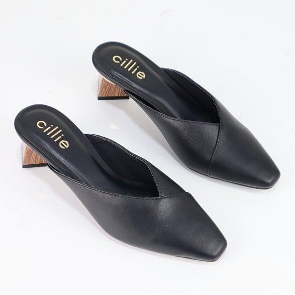 Dép Sục Nữ Mũi Vuông Gót 4Cm Cillie Màu Đen 1072 (Store 5703)