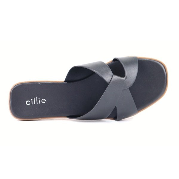 Dép Thời Trang Đế Bệt Quai Chéo Cillie Màu Đen 1059 (Store 5703)