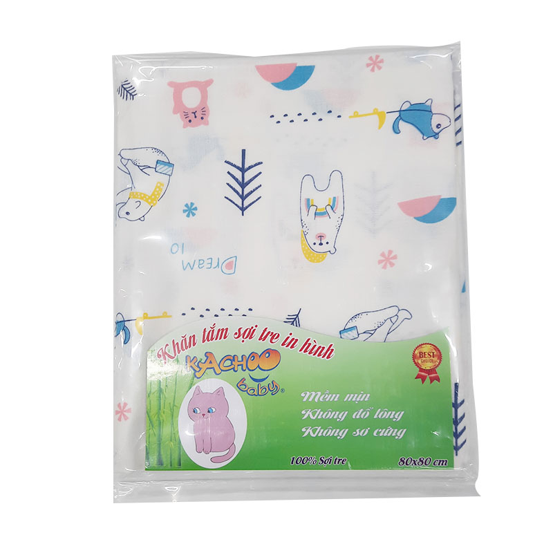 Khăn Tắm Sợi Tre Kachoo Baby 80X80Cm - Giao Màu Ngẫu Nhiên