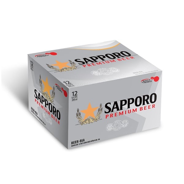 Thùng 12 Bia Sapporo Premium Lon 500Ml
