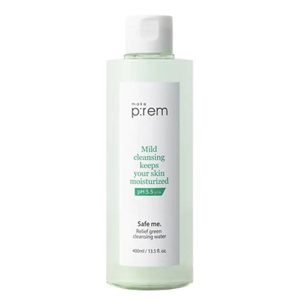 Nước Tẩy Trang Dịu Nhẹ Dưỡng Ẩm Make P:rem Safe Me. Relief Green Cleansing Water 400Ml