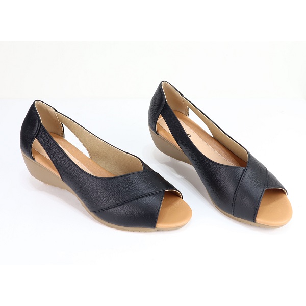 Giày Đế Xuồng Da Thật 5Cm Cillie Màu Đen 1192 (Store 5703)