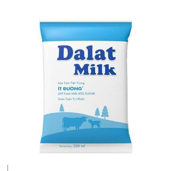 Sữa Tiệt Trùng Dalatmilk Ít Đường Bịch 220ml