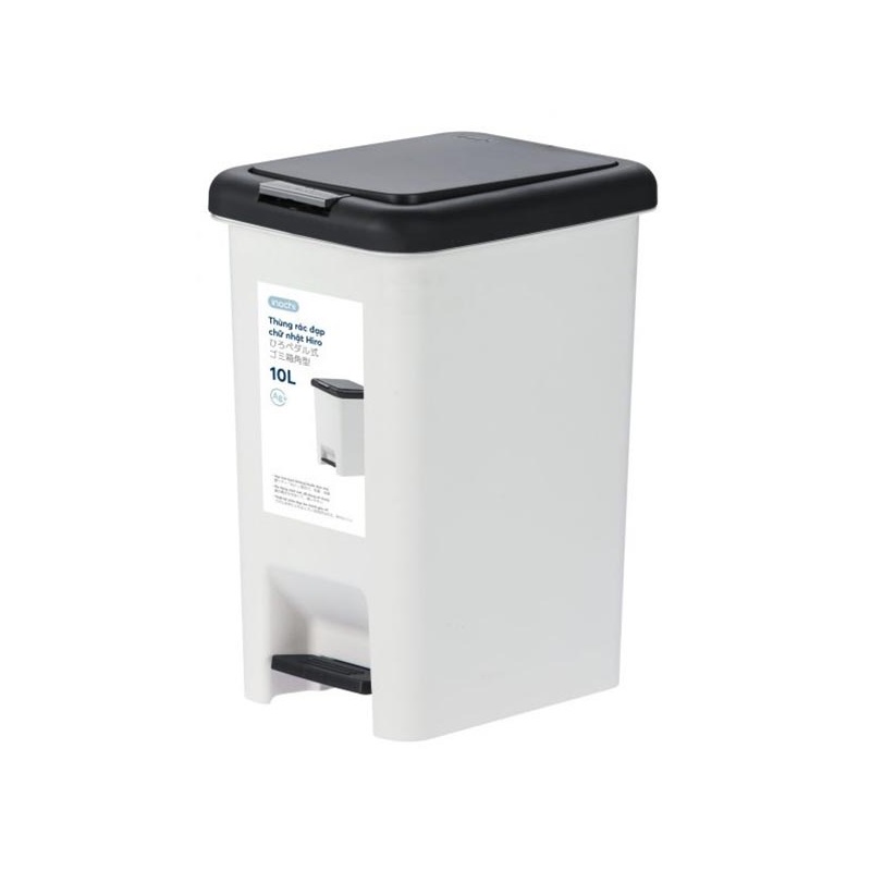 Thùng Rác Đạp Chữ Nhật Hiro 10L