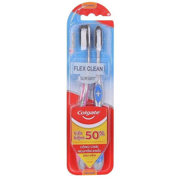Lô 2 Bàn Chải Đánh Răng Colgate Slimsoft Flex Clean Charcoal (Wn)