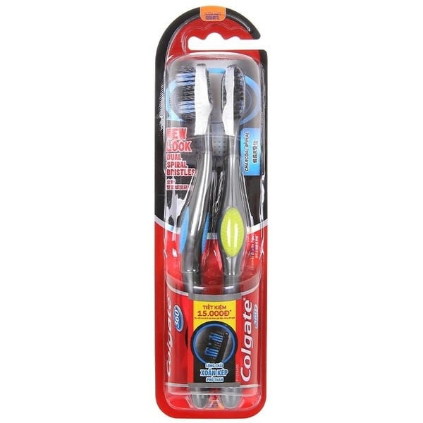 Lô 2 Bàn Chải Đánh Răng Colgate 360 Charcoal Spiral (Wn)