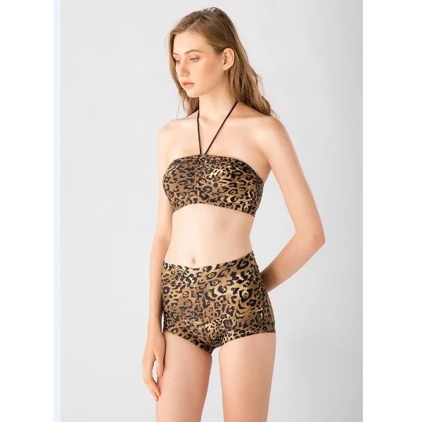 Bộ Bơi Nữ Lan Hạnh Hai Mảnh Short Màu Da Báo 21020 (Store 5703)