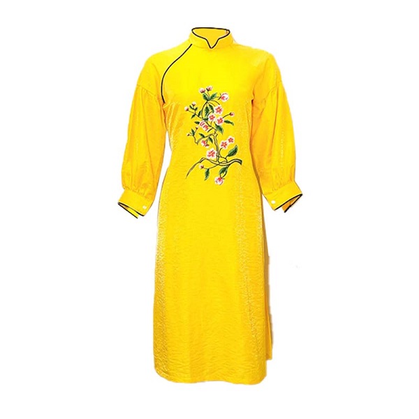 Áo Dài Tapta Thêu Hoa Tay Lở Màu Vàng (Store 1001) (Seasonal)
