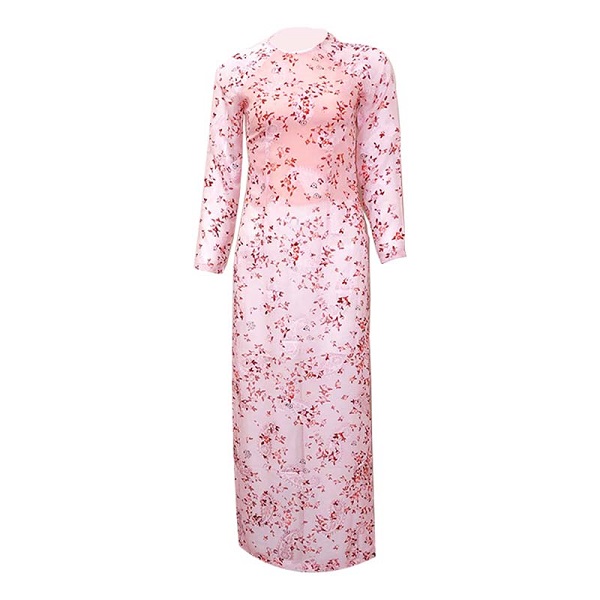 Áo Dài Hoa Cổ Tròn Màu Hồng (Store 1001) (Seasonal)