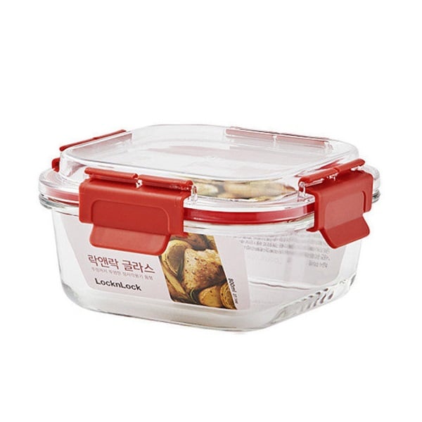 Hộp Thủy Tinh Chịu Nhiệt Nắp Vòm Nhựa Tritan Lock&Lock 800Ml Đỏ Llg242