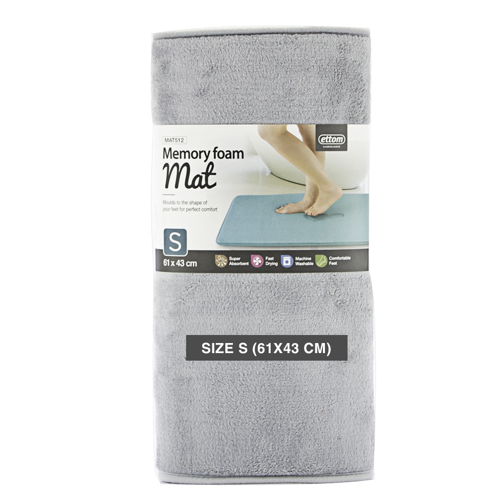 Thảm Memory Foam Basic S 430X610X15Mm Xám Mat512Gry