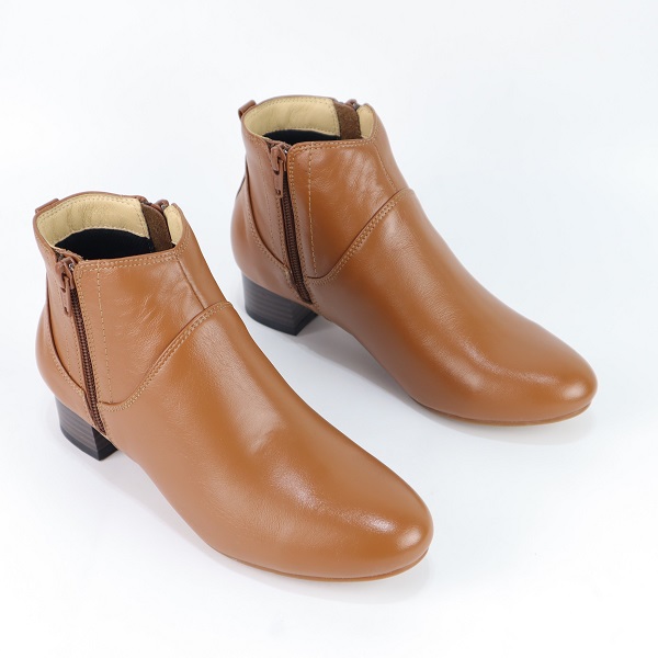 Giày Boot Da Bò Khóa Kéo 3Cm Cillie Màu Bò 1087 (Store 5703)