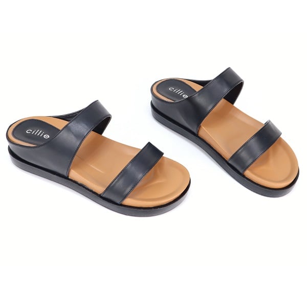 Dép Quai Ngang Đế Bánh Mì Cao 4Cm Cillie Màu Đen 1206 (Store 5703)