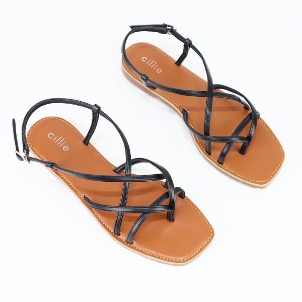 Giày Sandal Xỏ Ngón Đế Bệt Cillie Màu Đen 1061 (Store 5703)
