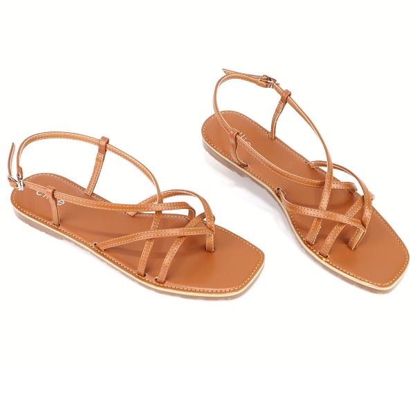 Giày Sandal Xỏ Ngón Đế Bệt Cillie Màu Bò 1061 (Store 5703)