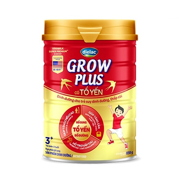 Sữa Bột Dielac Grow Plus Có Tổ Yến Hộp Thiếc 850G ( Trên 3 Tuổi)