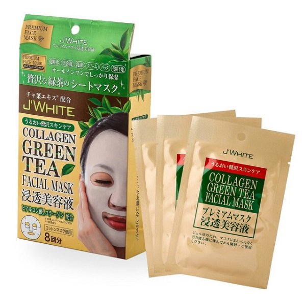 Mặt Nạ Tinh Chất Colagen Và Trà Xanh Jwhite Collagen Green Tea Facial Mask 8 Miếng X 25G (Store 5871, 5873)