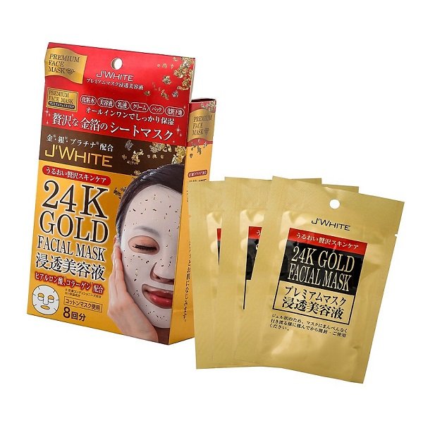 Mặt Nạ Tinh Chất Vàng 24K Jwhite 24K Gold Facial Mask 8 Miếng X 25G (Store 5871, 5873)