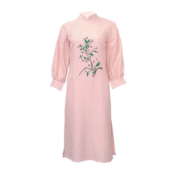 Áo Dài Tapta Thêu Hoa Tay Lở Màu Hồng (Store 1001) (Seasonal)