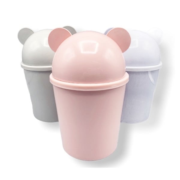 Ds Thùng Rác Tai Gấu Mini Hồng/Xám/Tím
