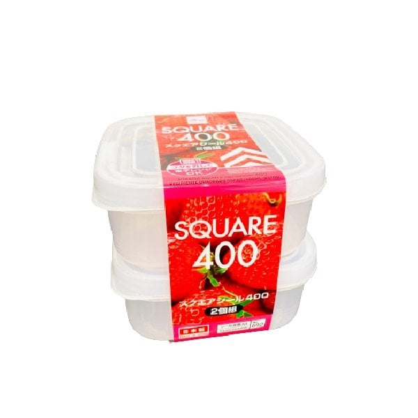Ds Hộp Nhựa Vuông Đựng Thực Phẩm 11.2X11.2X5Cm 2 Cái 400Ml