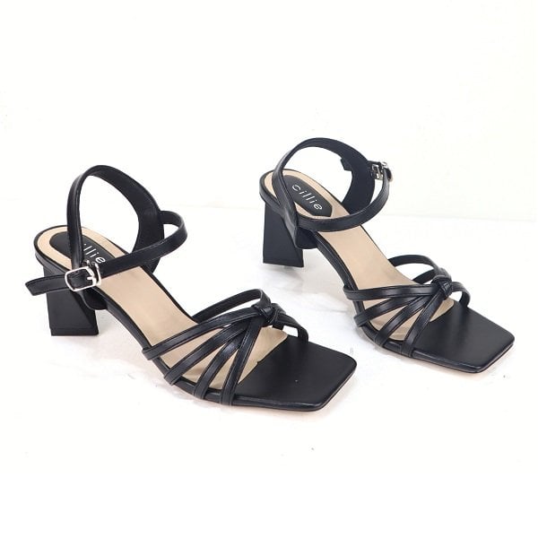Giày Sandal Gót Trụ 6Cm Cillie Màu Đen 1227 - Den (Store 5703)