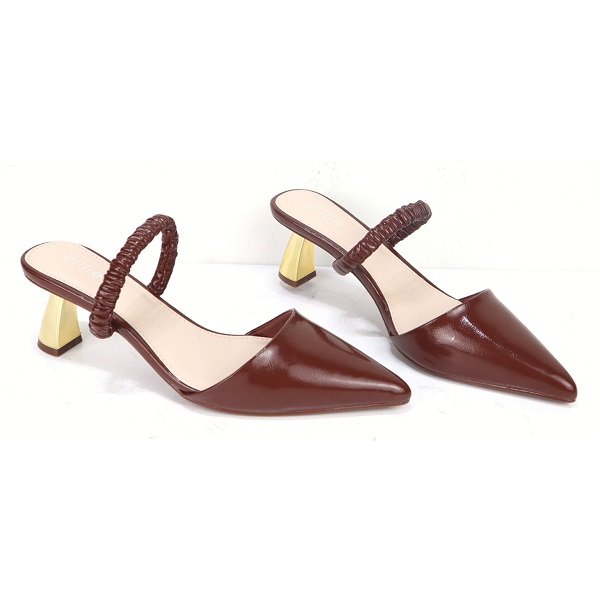 Guốc Mũi Nhọn Quai Thun 6Cm Cillie Màu Nâu 1226 - Nau (Store 5703)