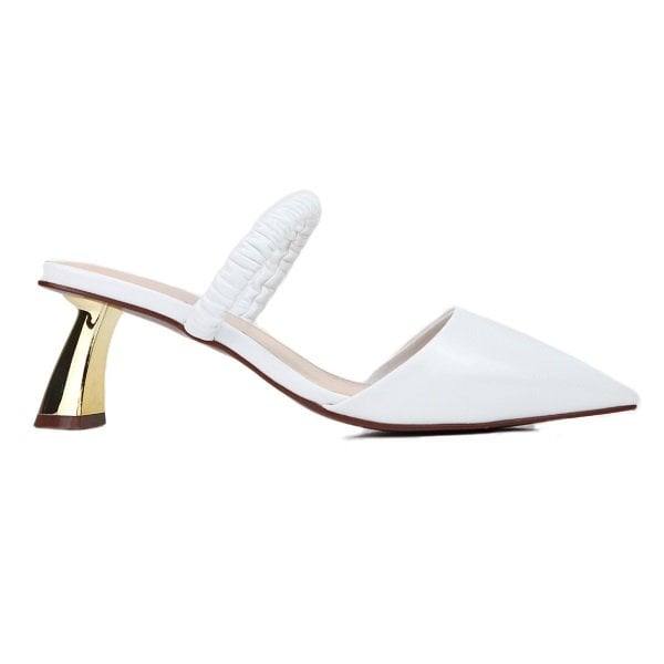 Guốc Mũi Nhọn Quai Thun 6Cm Cillie Màu Trắng 1226 - Trang (Store 5703)