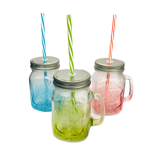 Ds Bình Nước Thủy Tinh Xanh Lá/Xanh Biển/Hồng 450Ml (Inbox Chọn Màu)