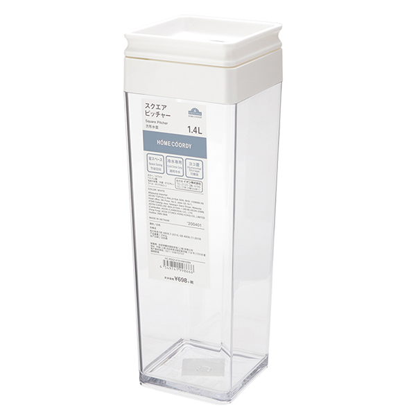 Bình Nước Nhựa Vuông 1.4L Trắng